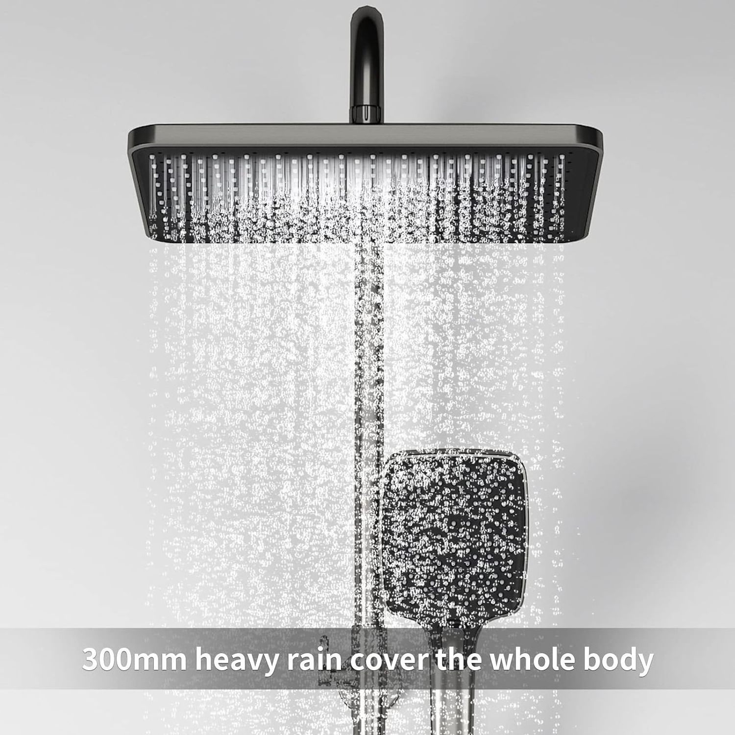 Shower System Piano Key Hot And Cold Mix Shower Faucet Set With LED Digital Display Ambient Lights Wall Hanging Shower Combo Set