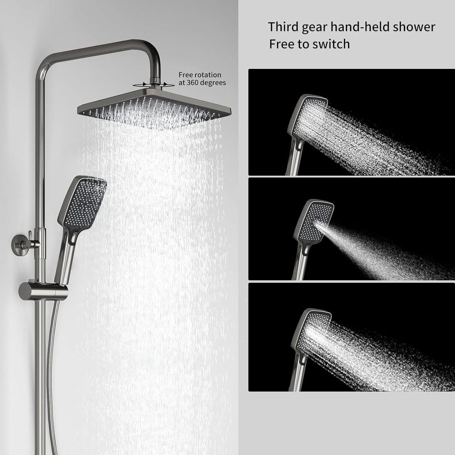 Shower System Piano Key Hot And Cold Mix Shower Faucet Set With LED Digital Display Ambient Lights Wall Hanging Shower Combo Set