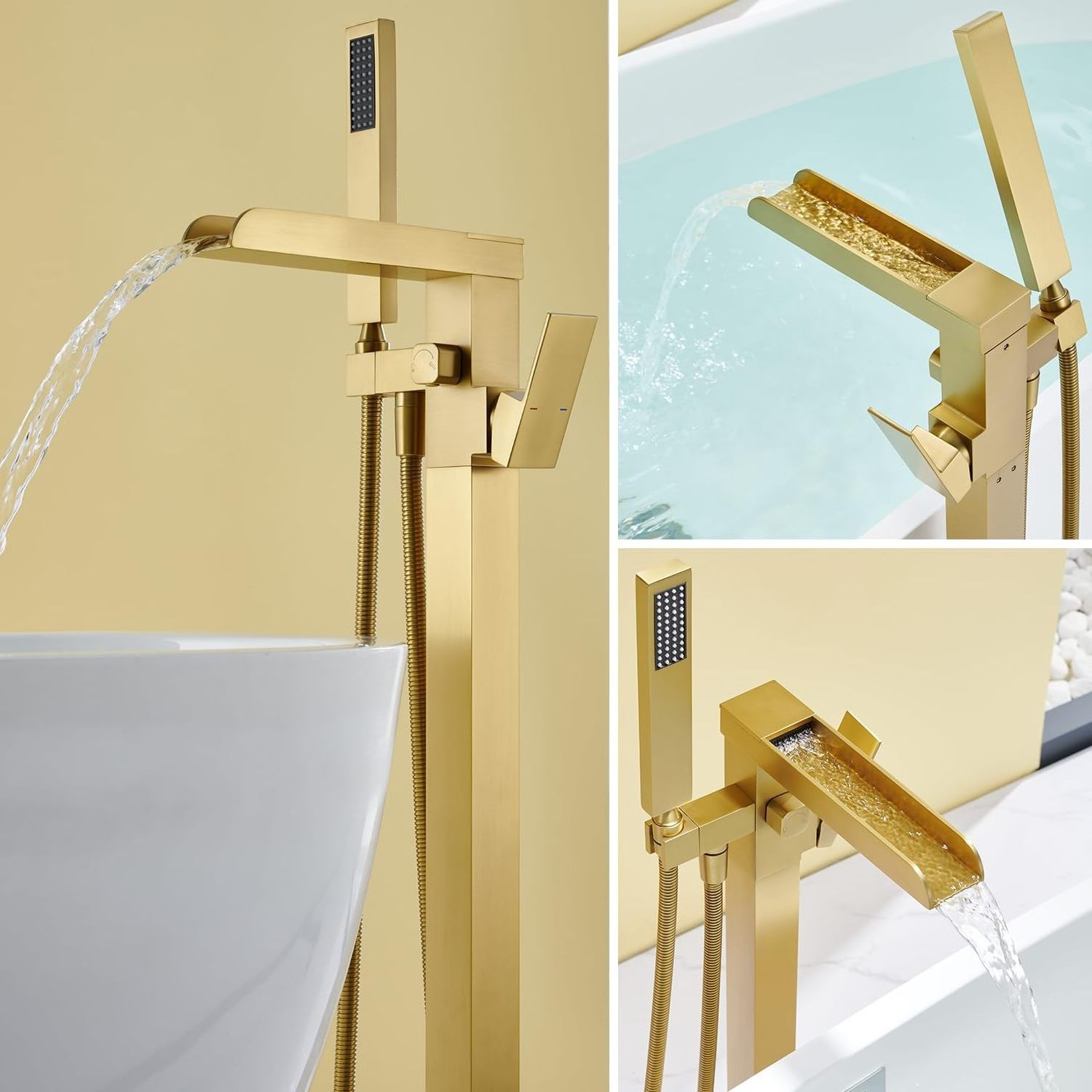 EOURU High Quality Brass body and 304 Stainless steel freestanding faucet Bathroom Shower Bathtub Mixer faucet