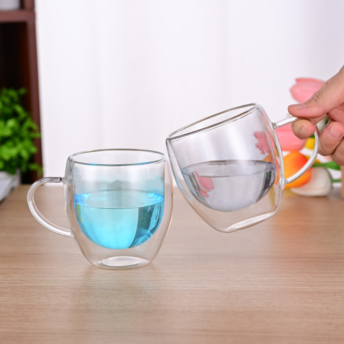 250ml Gradient Borosilicate glass Cup double wall glass coffee cup with handle