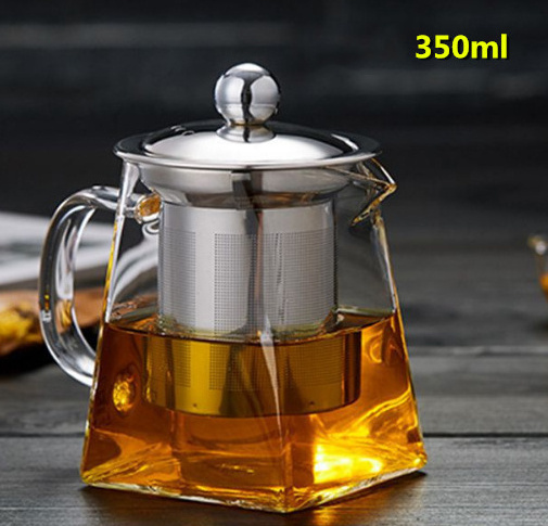 Hot sale borosilicate heat resistant flower tea square glass teapot with infuser