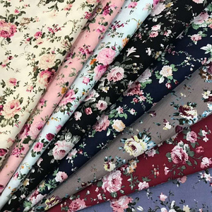 100% cotton prints poplin woven beauty roses floral printed fabric for baby girls dress skirts home textile fabric