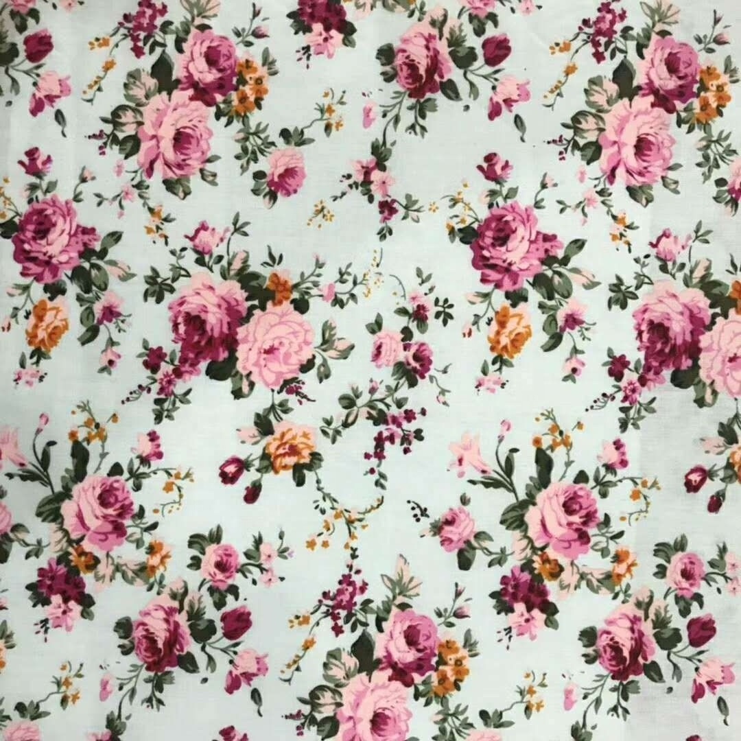 100% cotton prints poplin woven beauty roses floral printed fabric for baby girls dress skirts home textile fabric