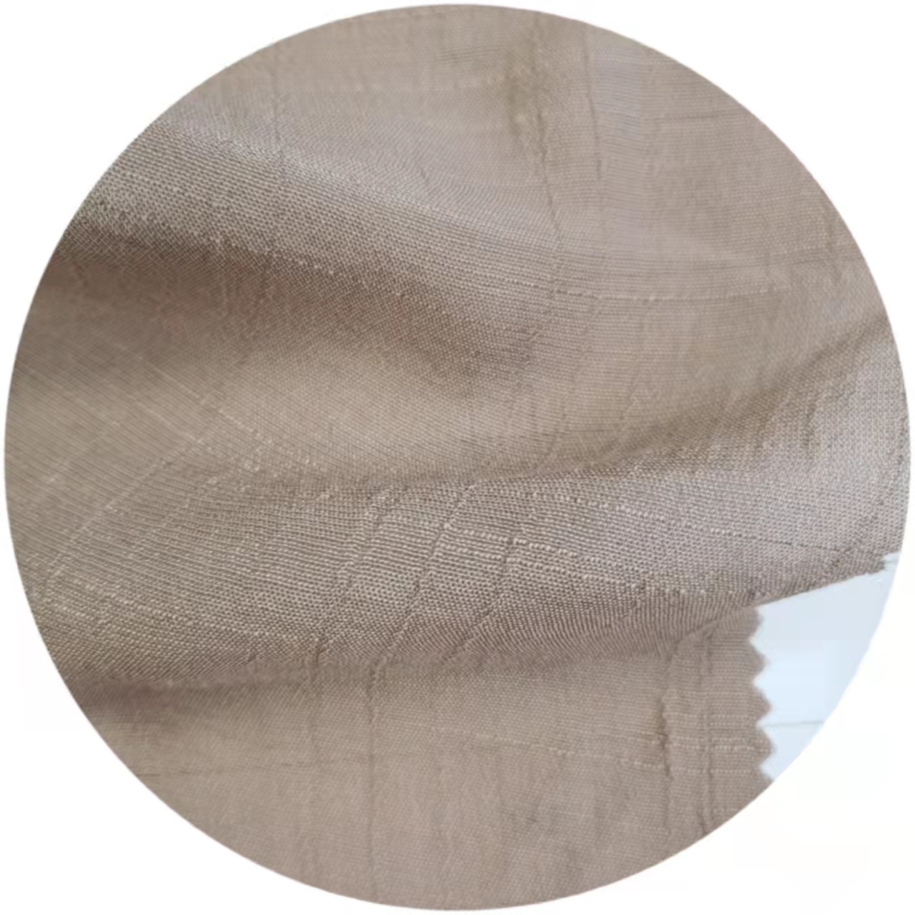 Dongmei Linen effect Polyester Rayon slub yarn crinkle woven Fabric for crepes scarf dress pants yoga clothes