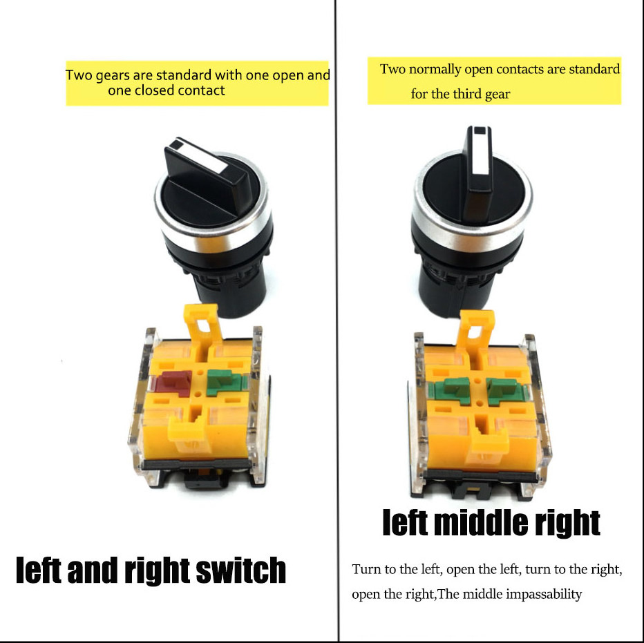 KNDELE Selector switch  22mm Two gear three gear reset switch  LA167-D8-11x2 20X3