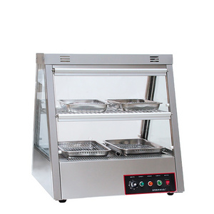 countertop hot food display case/glass food showcase/food warmer display counter