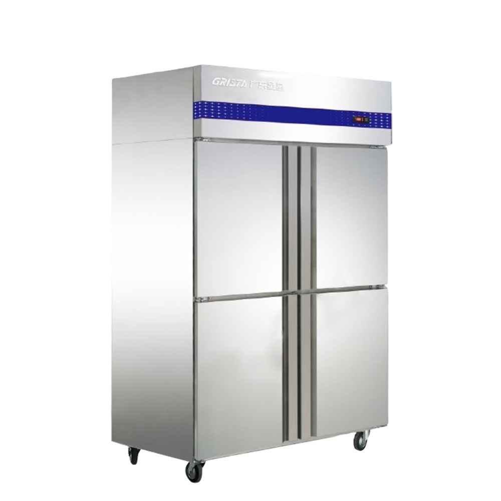 industrial upright kitchen freezer 4 doors double temperature refrigerator