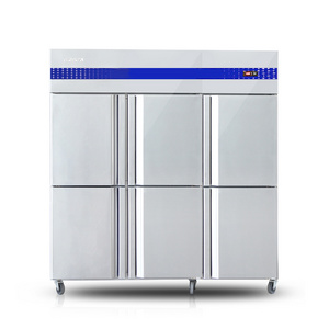 Commercial Kitchen Vegetable Refrigerator Freezer/6 Doors Refrigerator Big Capacity Stainless Steel Freezer Compressor Cooling