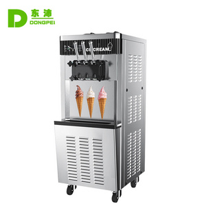 Floor standing commercial soft ice cream machine with 3 flavor