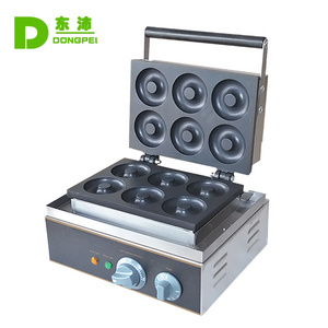 220V Electric Donut Maker 6 Hole Double-side Heating Donut Making Machine 1550W Waffle Donut Baking Machine  for Kitchen Dessert