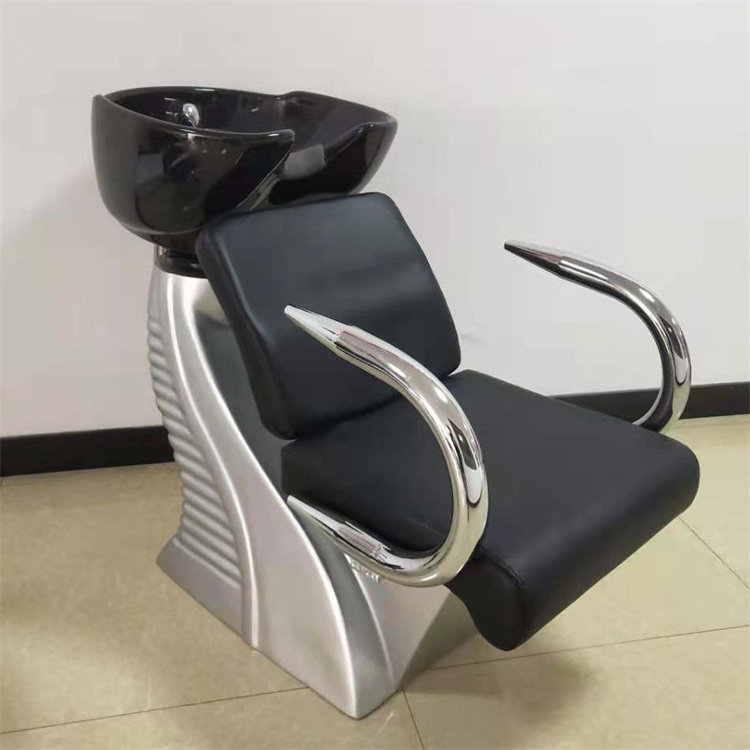 Dongpin stylish hair salon furniture equipment pink black white electric kneading shampoo chairs and bowls sink