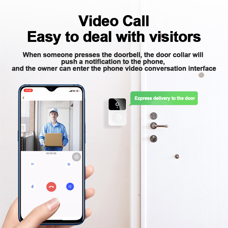 Video Doorbell Wireless Intelligent Night Vision Camera Visual Network Monitoring Wifi Remote Recording for Tuya