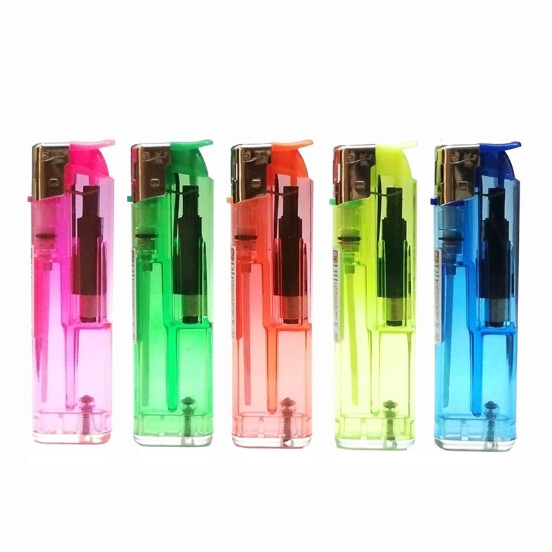 High quality transparent lighter CR Children resistance refillable electronic lighter with sticker