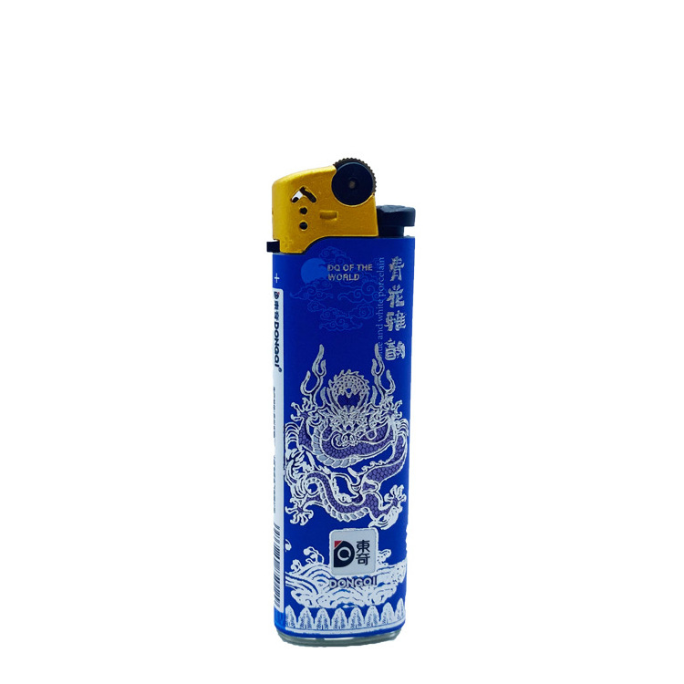 Customized UV Printing Flint Lighter Plastic Classic Refillable / Disposable Gas Lighter Gold Stamping Bronzing Lighter