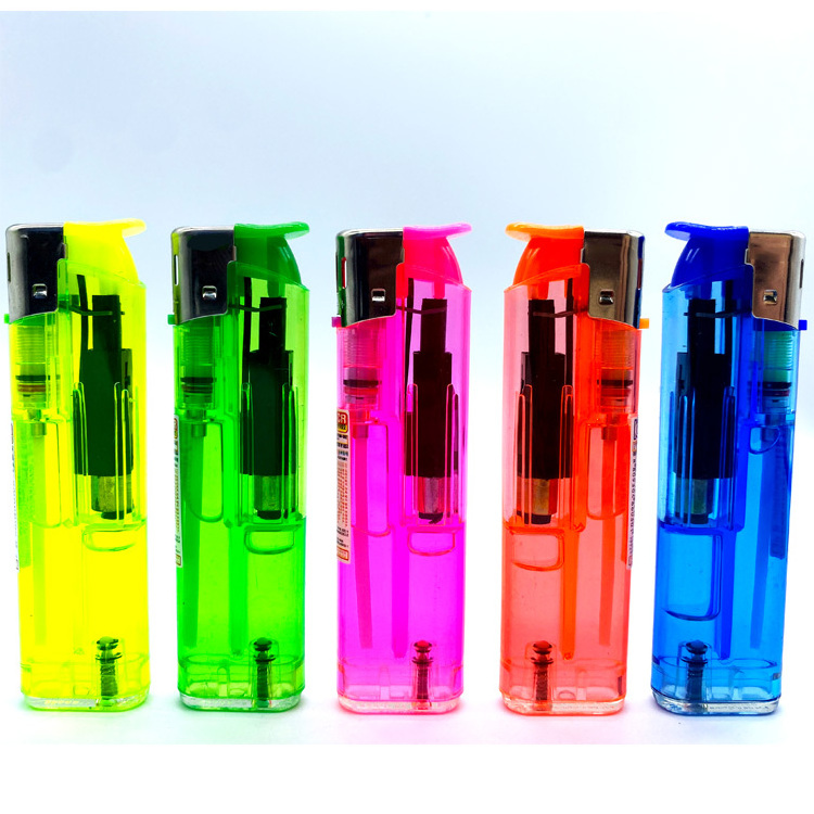 2024 New Product Refillable Lighter Transparent five colors Electric Soft Flame Lighter With Logo