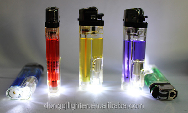 Hot Selling Silver Plastic Flint Lighter with LED Disposable Cigarette Lighter Available in Bulk