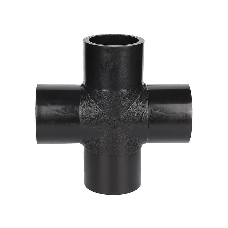 Quality manufacturer sales HDPE butt fusion Cross Tee 4 way Tee all size water pipe fitting