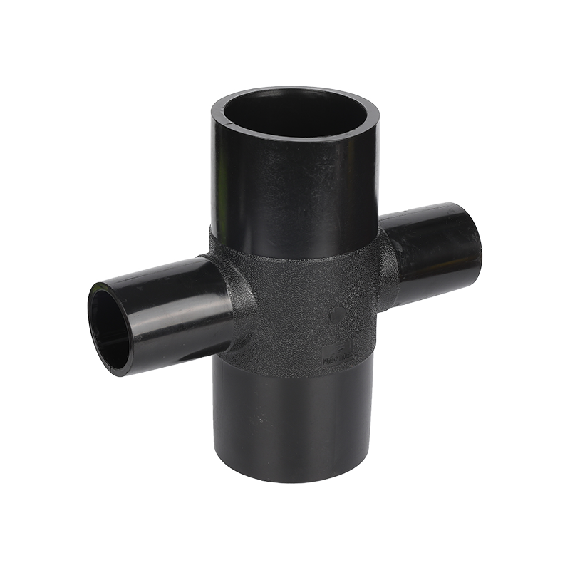 Durable Custom HDPE pipe fitting butt fusion Reducing Cross Tee 4 way Tee for plumbing system