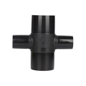 Durable Custom HDPE pipe fitting butt fusion Reducing Cross Tee 4 way Tee for plumbing system