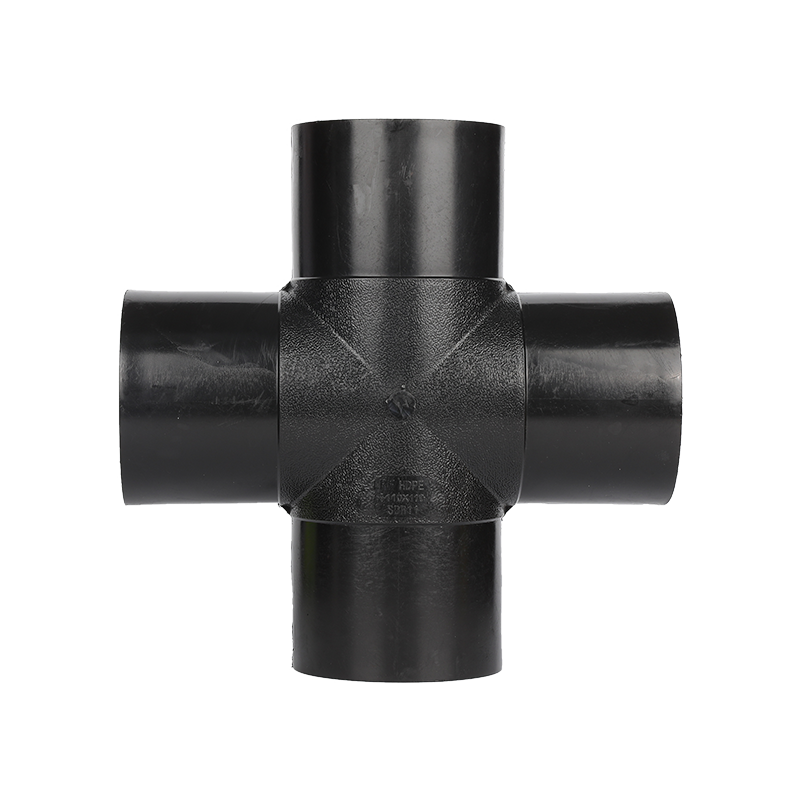 Quality manufacturer sales HDPE butt fusion Cross Tee 4 way Tee all size water pipe fitting