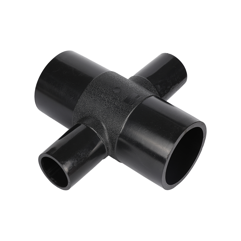 Durable Custom HDPE pipe fitting butt fusion Reducing Cross Tee 4 way Tee for plumbing system