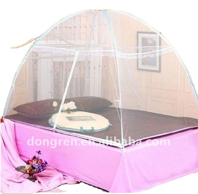 100% polyester fiber double-door cheap large space steel wire support Mongolian mosquito net