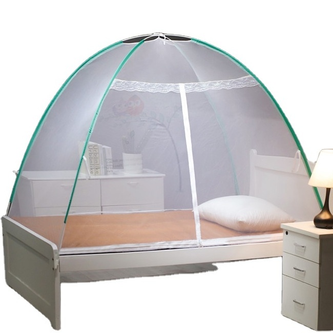 100% polyester fiber double-door cheap large space steel wire support Mongolian mosquito net