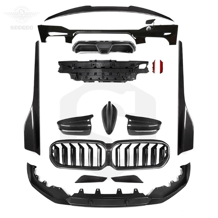 SOOQOO factory price SQ style Dry carbon bodykit for BMW G30 2021 2022 good quality bumper upgrade body kit for BMW 5 series LCI