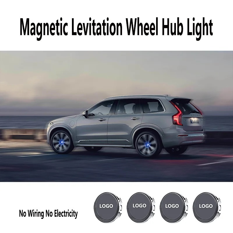 LED floating wheel hubcaps Universal Floating Emblem self level wheel centre caps car wheel Center Cover for BMW BENZ VM Audi