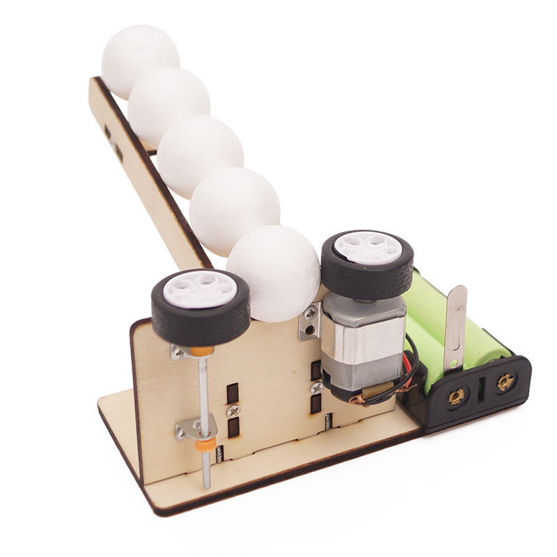 Automatic Ball Serve Machine Children Educational Technology Project Model Assemble Toy DIY Wooden Science Experiment Kit