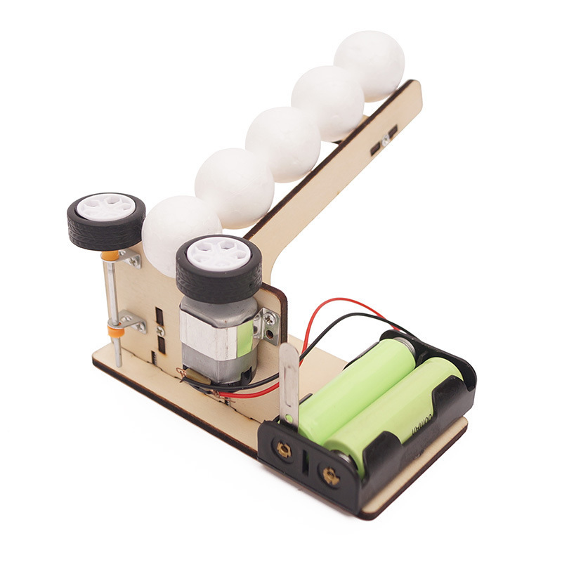 Automatic Ball Serve Machine Children Educational Technology Project Model Assemble Toy DIY Wooden Science Experiment Kit