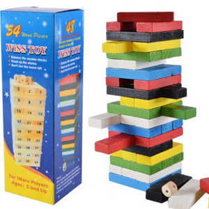 Wholesale Wooden Stacking Tumbling Tower Board Games 54pcs Figure Building Block Toy