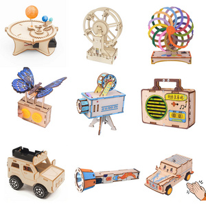 DIY stem toys Laser cutting wooden 3D puzzles science engineering toys science toys for kids