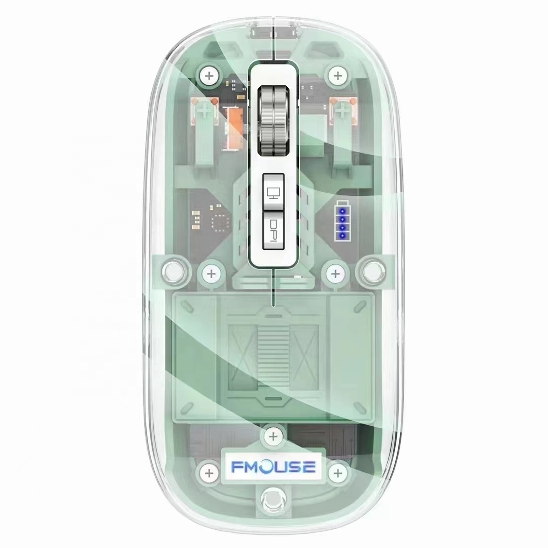 2023 New fashion personalized BT Wireless Rechargeable Dual-Mode LED mouse Fully Transparent Wireless computer Mouse