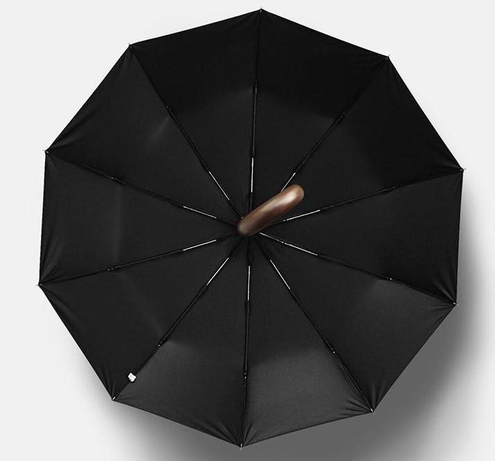 high quality automatic folding umbrella windproof  gentlemen umbrella with wooden crook handle