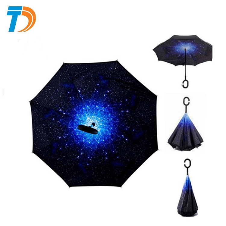 High quality custom Windproof upside down c handle reverse umbrella factory