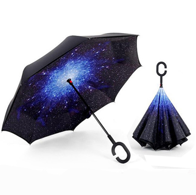 High quality custom Windproof upside down c handle reverse umbrella factory