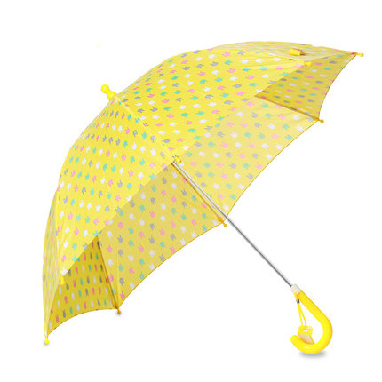 Xiamen yellow white dot kids rain party unbreakable umbrella character umbrellas with name tag