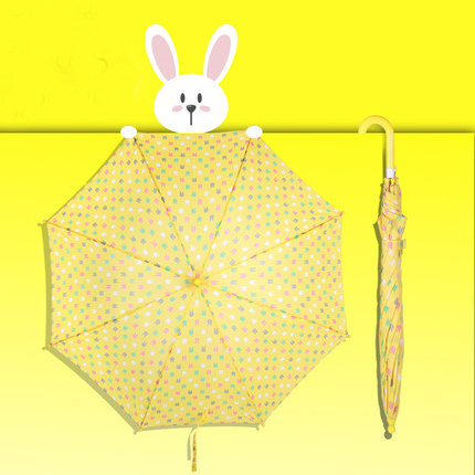 Xiamen yellow white dot kids rain party unbreakable umbrella character umbrellas with name tag