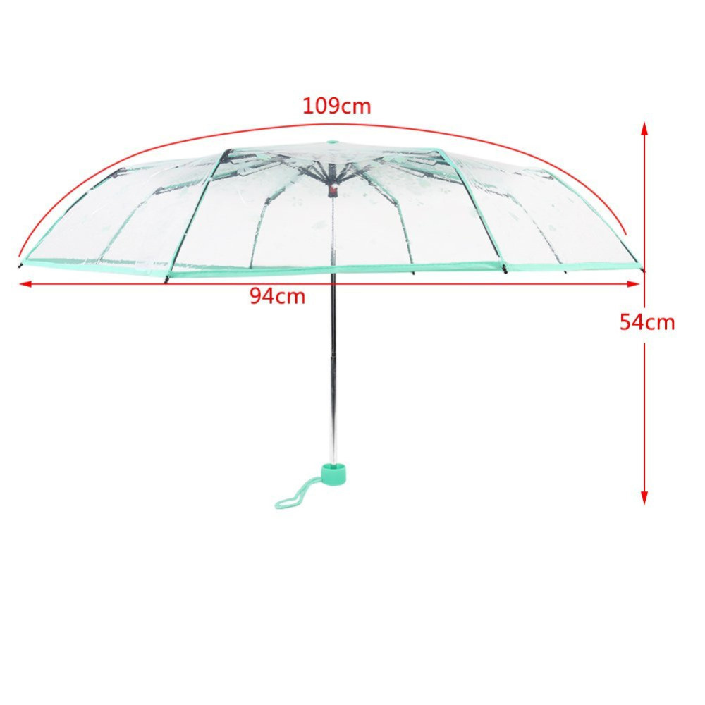 Cheap transparent clear 3 folding automatic umbrella