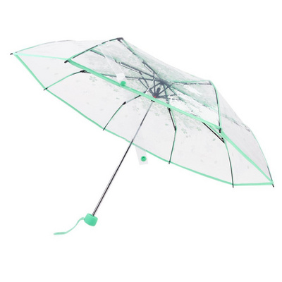 Cheap transparent clear 3 folding automatic umbrella