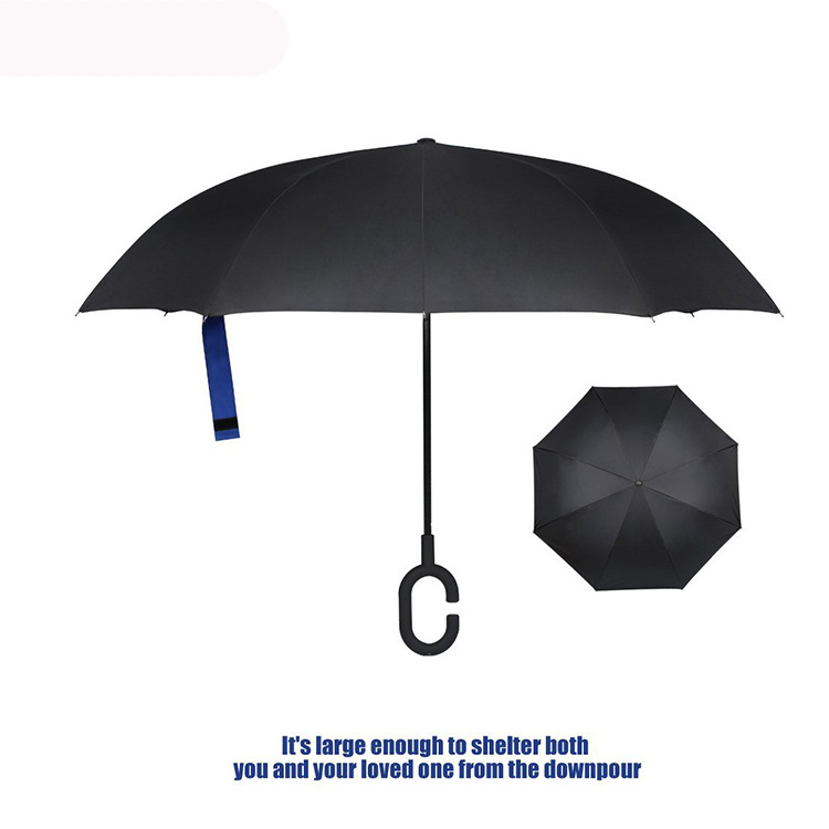 Logo Printed Advertising Promotional manual open and closing windproof reverse folding inverted umbrella