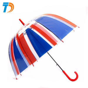 Newest Custom National Flag Printed POE Transparent Clear Umbrella