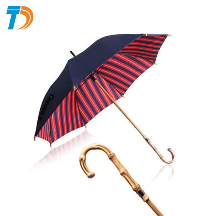 48 inch Large Bamboo Rattan Stick Double Canopy Windproof Walking Stick Umbrella