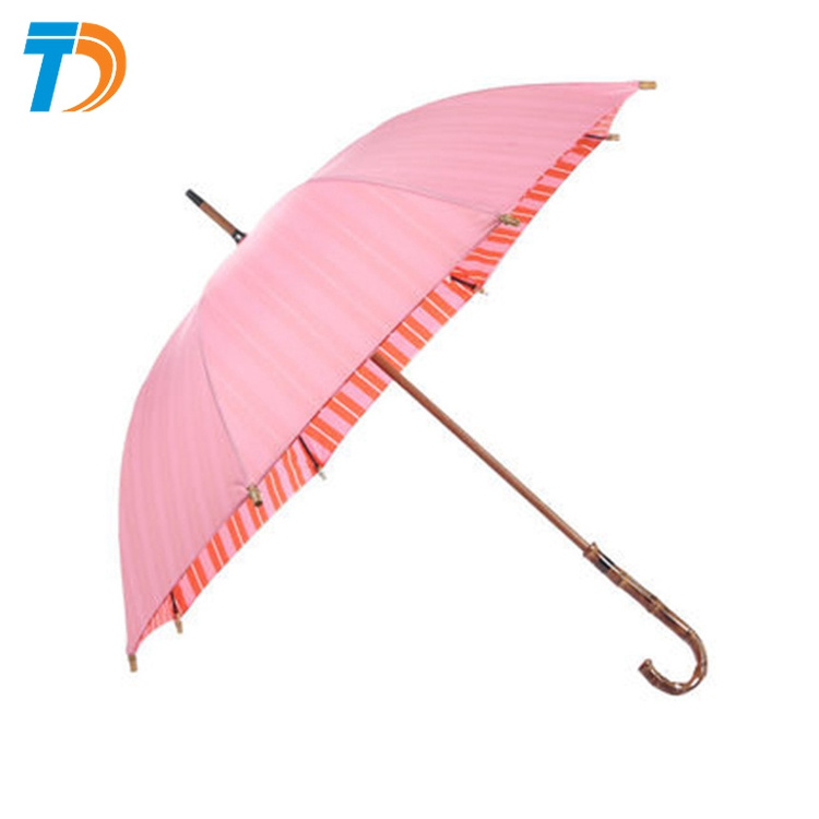 48 inch Large Bamboo Rattan Stick Double Canopy Windproof Walking Stick Umbrella