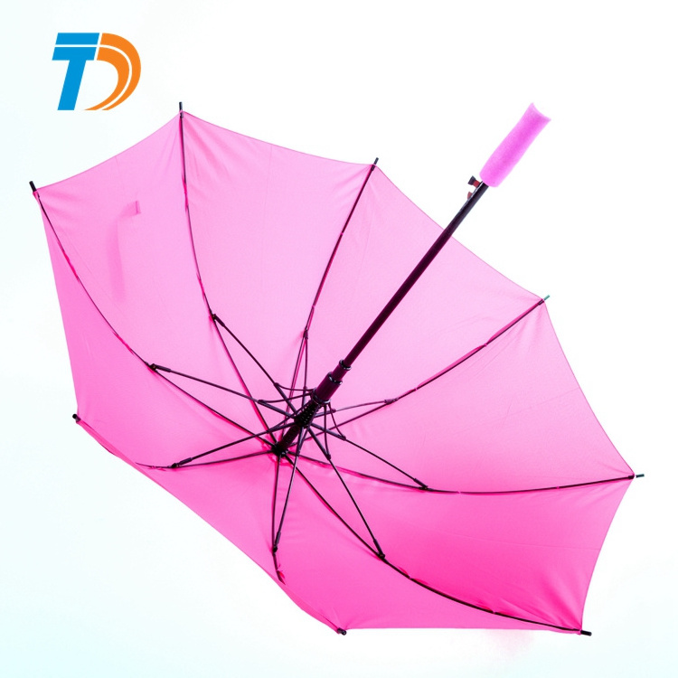 Custom Logo Metal Frame Fiberglass Shaft Import Straight Umbrella