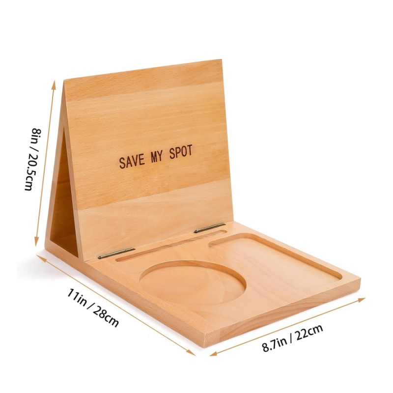 Foldable Triangle Book Rest Book Page Holder Wooden Book Stand Holder With Cup&Glass Holder