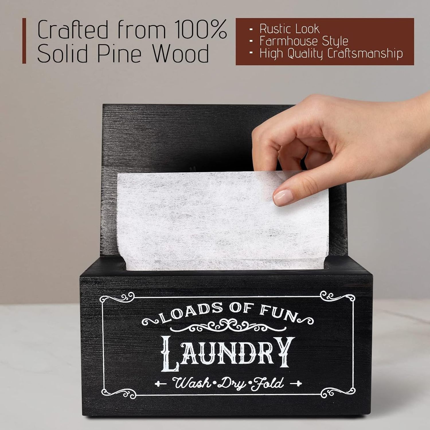 Farmhouse Laundry Sheet Dispenser Dryer Sheet Holder Container Storage Box Wooden Laundry Sheet Dispenser For Laundry Room Decor