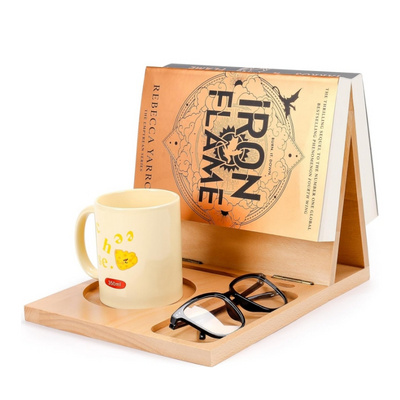 Foldable Triangle Book Rest Book Page Holder Wooden Book Stand Holder With Cup&Glass Holder