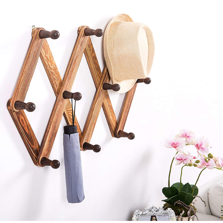 Wood rustic Extended coat rack 10 hook coat rack  Wall hanging coat rack